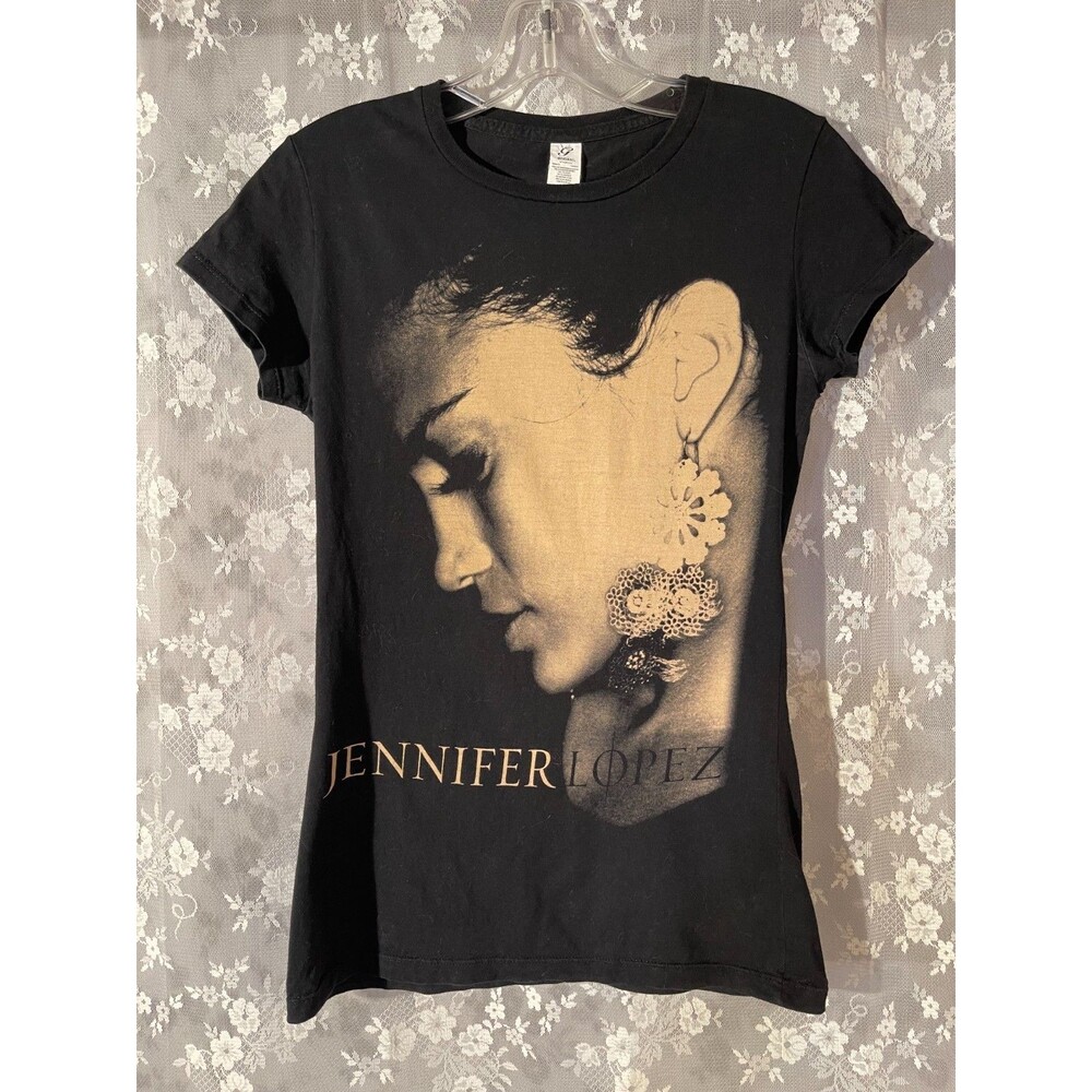 Jennifer Lopez Black Ladies Cut T-Shirt Size Small 2000s J.Lo Retro TRL MTV